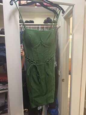 Fashion Nova Olive Green Lace-Up Corset Mini Dress